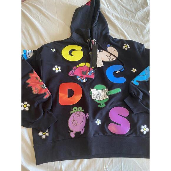gcds Mr Messy womens Italian black hoodie small multicolored Logo detail $630